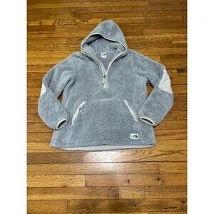 The North Face Sherpa Hoodie Womens Large Gray Elbow Patches Campshire 1/2 Zip